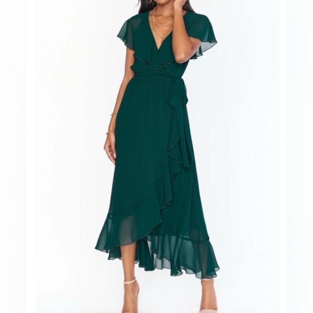Show Me Your Mumu dark green wrap dress wedding bridesmaid formal dress